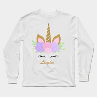 Unicorn Layla - Purple & Pink Long Sleeve T-Shirt